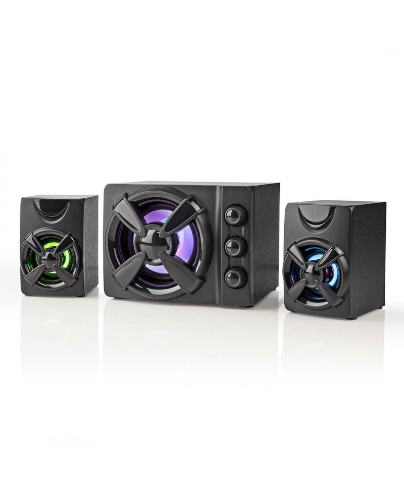NEDIS COLUNA GAMING 2.1 33W COM SUBWOOFER LUZES LED - GSPR31021BK NEDIS COLUNA GAMING 2.1 33W COM SUBWOOFER LUZES LED - GSPR31021BK