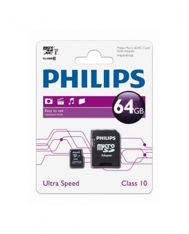 PHILIPS CARTAO MEMORIA SDXC 64GB CLASSE 10 C/ADAPTADOR - FM64MP45B