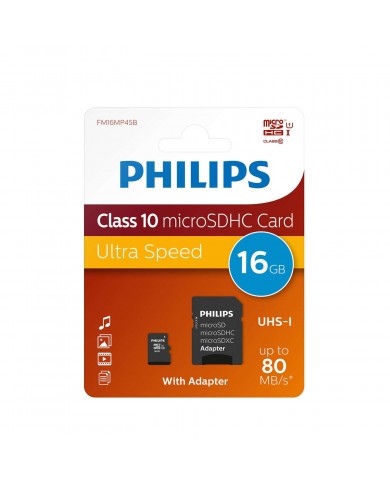 PHILIPS CARTAO MEMORIA SDHC 16GB CLASSE 10 C/ADAPTADOR - FM16MP45B