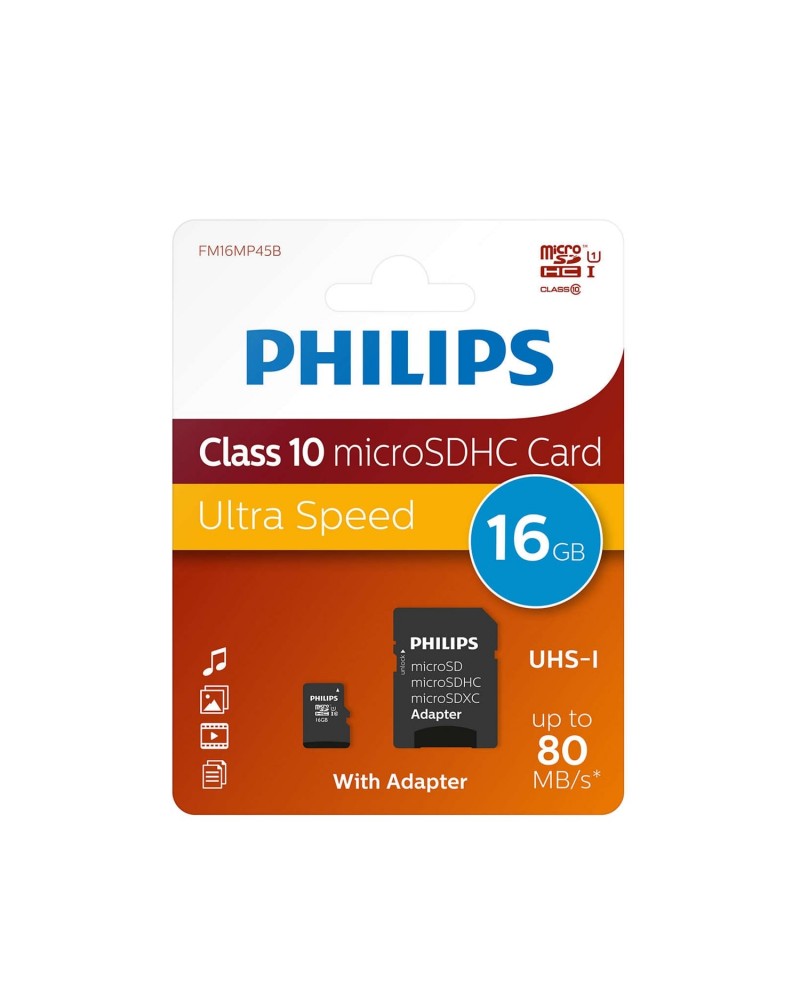 PHILIPS CARTAO MEMORIA SDHC 16GB CLASSE 10 C/ADAPTADOR - FM16MP45B
