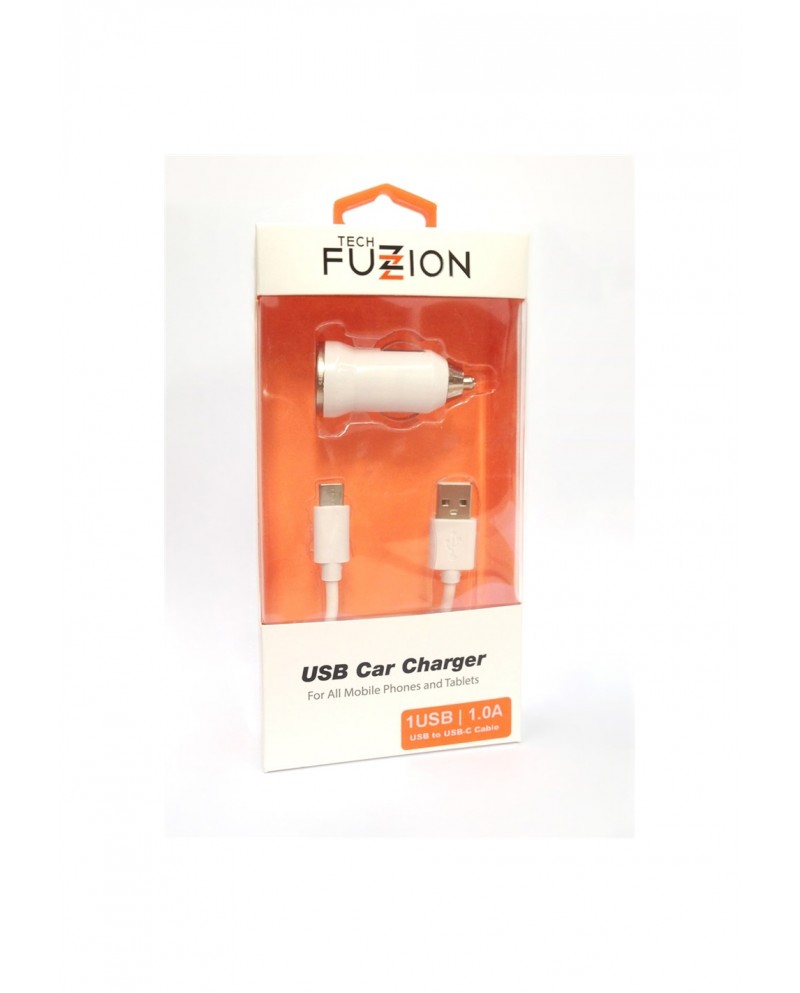 TECH FUZZION CAR CHARGER 1 USB 12V + CABO TYPE-C USB - ACECHA0587WH