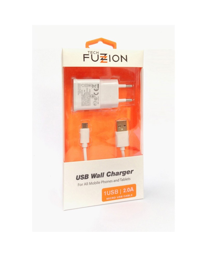 TECH FUZZION CARREGADOR 1USB 2A + CABO MICRO USB - ACECHA0582WH
