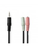 NEDIS CABO AUDIO 3.5ST M 4PIN 2X3.5 ST F 20CM - CAGP22150BK02 NEDIS CABO AUDIO 3.5ST M 4PIN 2X3.5 ST F 20CM - CAGP22150BK02
