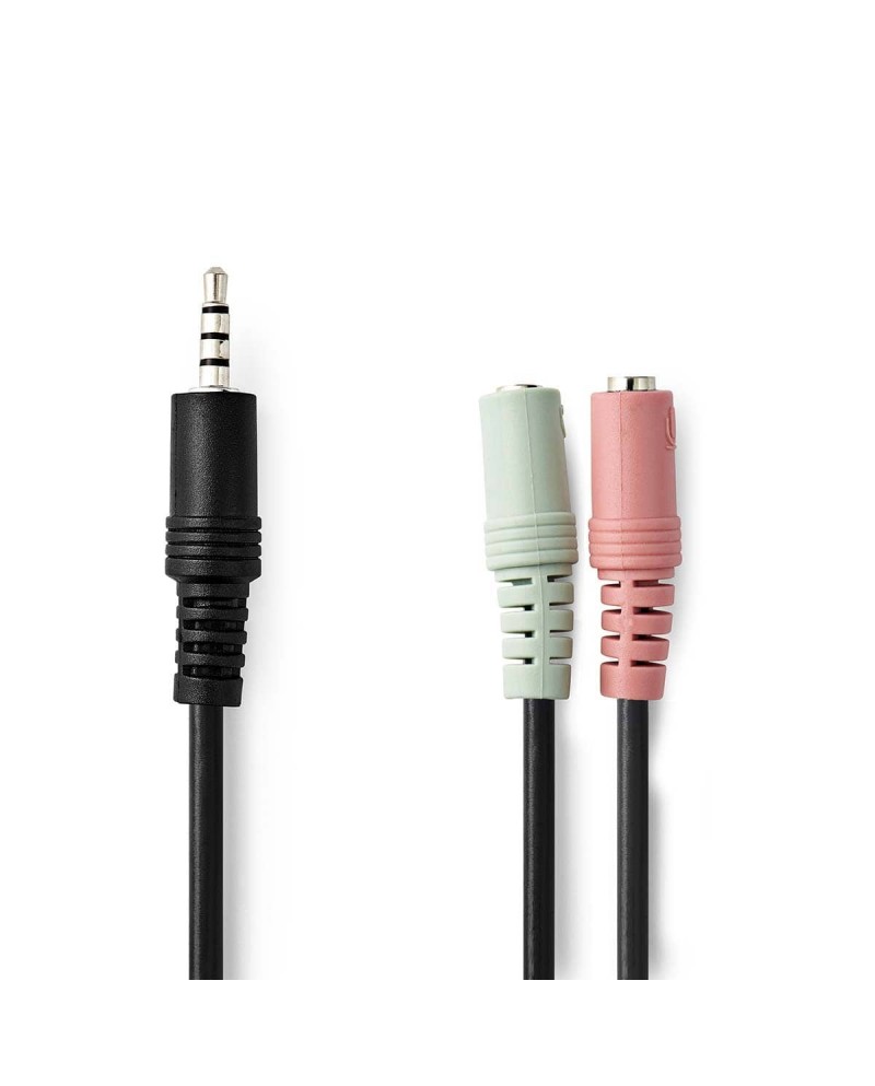 NEDIS CABO AUDIO 3.5ST M 4PIN 2X3.5 ST F 20CM - CAGP22150BK02 NEDIS CABO AUDIO 3.5ST M 4PIN 2X3.5 ST F 20CM - CAGP22150BK02
