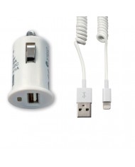 TECH FUZZION CAR CHARGER 1USB 12V CABLE WH IPHONE 5 - ACECHA0023WH