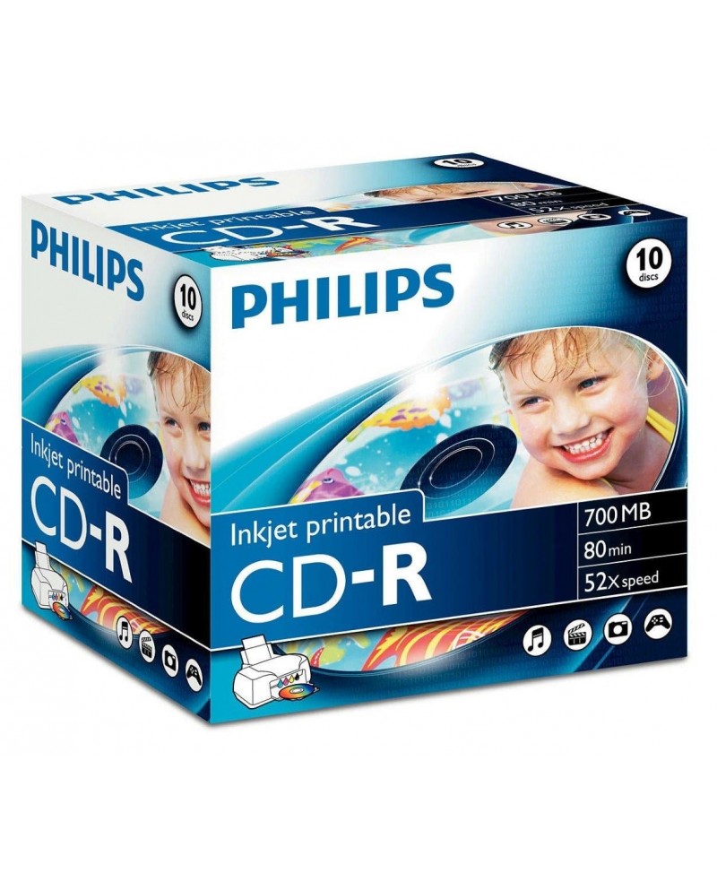 PHILIPS CD-R 80MIN 700MB 52x INKJET PRINTABLE - CR7D5JJ10