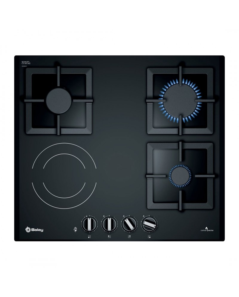 BALAY PLACA VITRO 60CM 3GAS  + 1ELETRICO BISELADO - 3ETG667HB