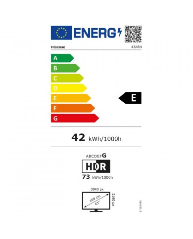 HISENSE LED 43" UHD 4K SMARTTV 3HDMI 2USB F - 43A6N HISENSE LED 43" UHD 4K SMARTTV 3HDMI 2USB F - 43A6N