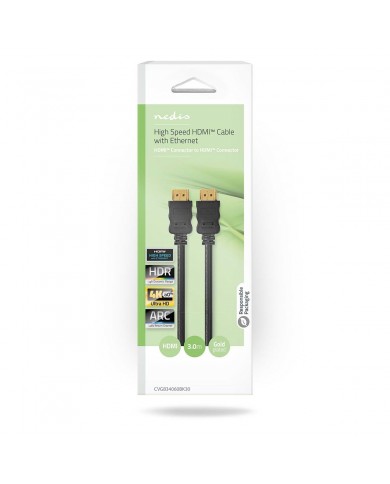 NEDIS CABO HDMI 3MT PRETO - CVGB34060BK30 NEDIS CABO HDMI 3MT PRETO - CVGB34060BK30