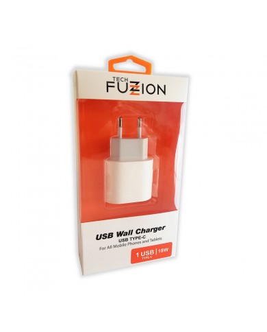 TECH FUZZION USB WALL CHARGER TYPE C 18W - ACECHA0837WH TECH FUZZION USB WALL CHARGER TYPE C 18W - ACECHA0837WH