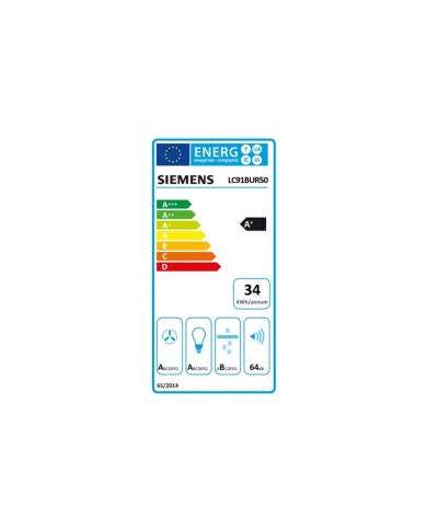 SIEMENS CHAMINE 90CM 3VELOC+2INTENS 964M3/H INOX A+ - LC91BUR50 SIEMENS CHAMINE 90CM 3VELOC+2INTENS 964M3/H INOX A+ - LC91BUR50