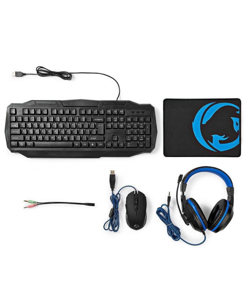 NEDIS KIT GAMING TECLADO+AUSCULTADORES+RATO+TAPETE 4IN1 - GCK41100BKUS NEDIS KIT GAMING TECLADO+AUSCULTADORES+RATO+TAPETE 4IN1 - GCK41100BKUS