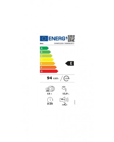 BEKO MAQUINA LOUÇA 5PROG 13TALHERES INOX (E) #1 - DVN05320X BEKO MAQUINA LOUÇA 5PROG 13TALHERES INOX (E) #1 - DVN05320X