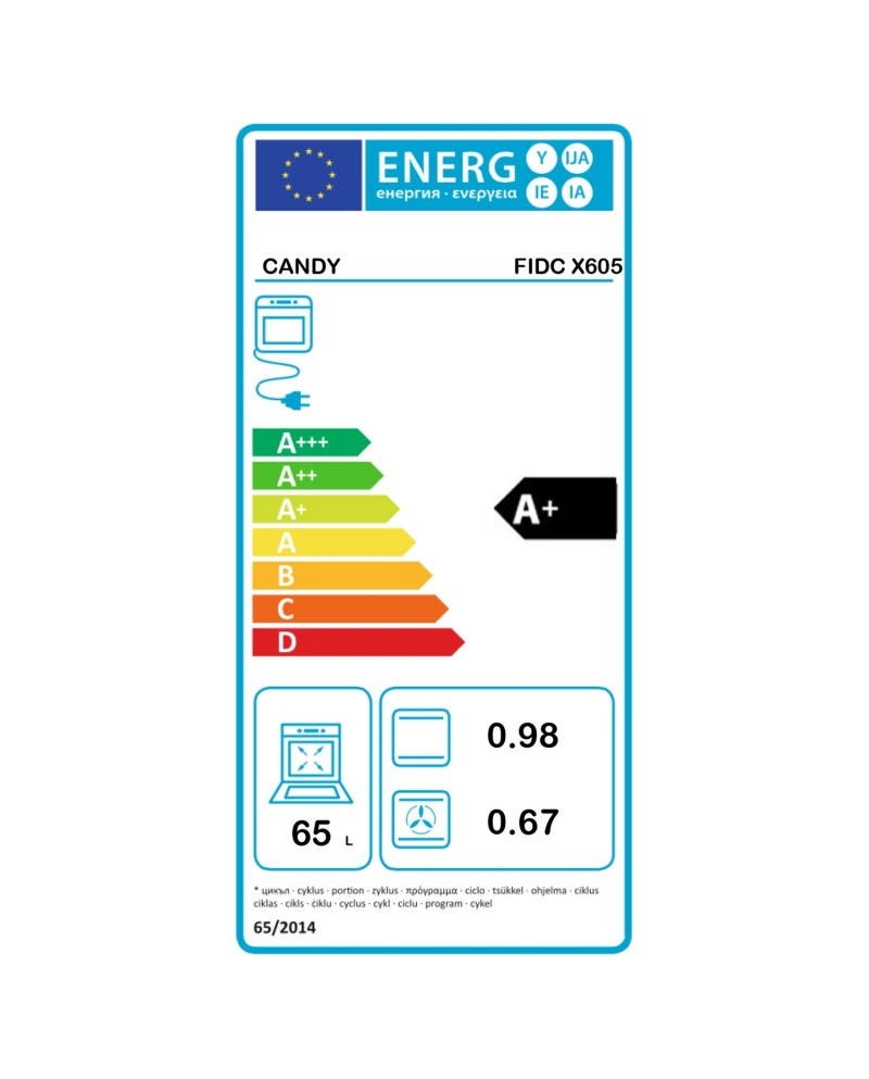CANDY FORNO MULTIF. 65LT INOX A+ - FIDCX605 CANDY FORNO MULTIF. 65LT INOX A+ - FIDCX605