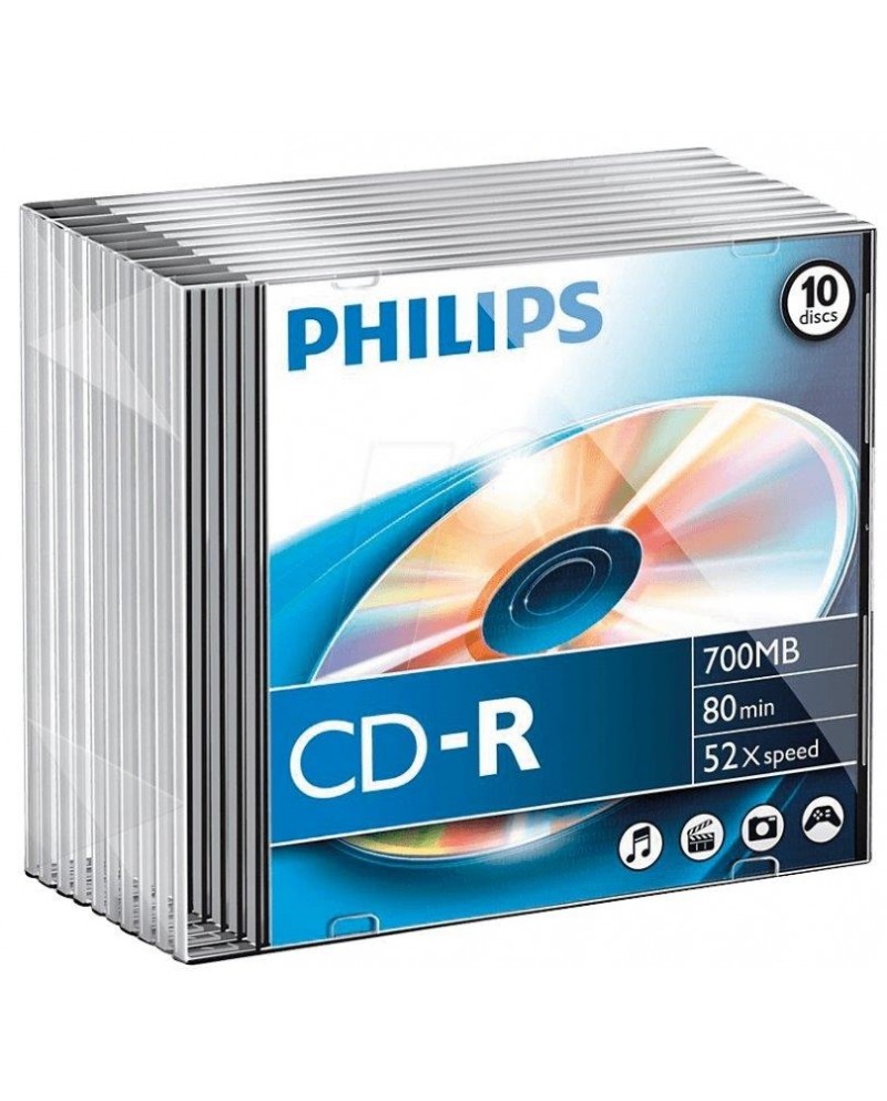 PHILIPS CD-R 80MIN 700MB 52x SL (10) - CR7D5NS10
