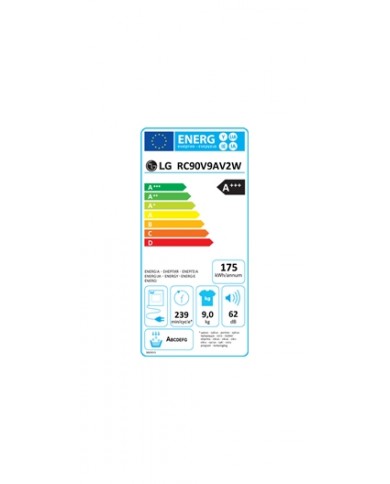 LG SECADOR ROUPA 9KG CONDENSAÇAO BOMBA CALOR A+++ #1 - RC90V9AV2W LG SECADOR ROUPA 9KG CONDENSAÇAO BOMBA CALOR A+++ #1 - RC90V9AV2W