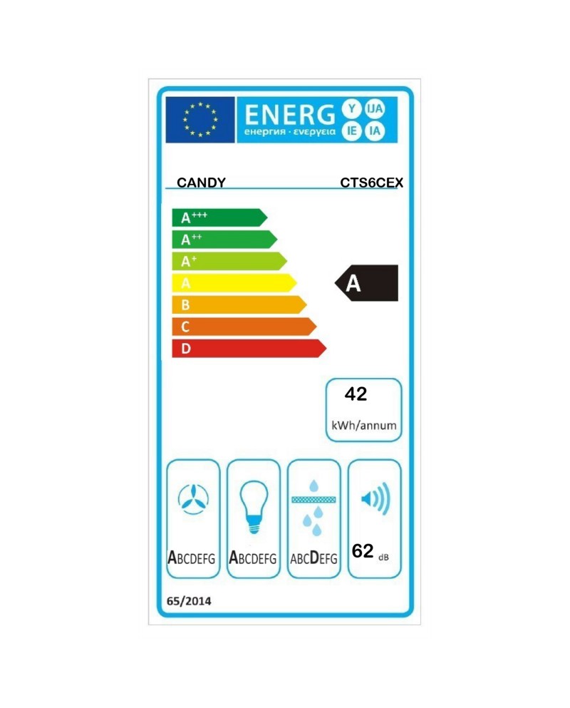 CANDY CHAMINE 60CM 4VELOC MAX 453M3/H INOX A - CTS6CEX
