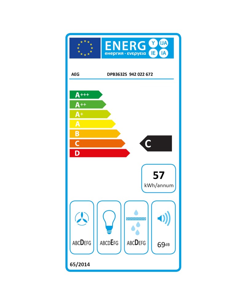 AEG EXAUSTOR 60CM 3VELOC 410M3/H SILVER C - DPB3632S