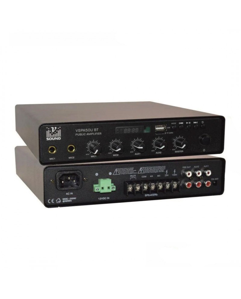 VSOUND AMPLIFICADOR 12/230V 50W 100V/8/40HM USB MP3 BT FM - VSPA50UBT