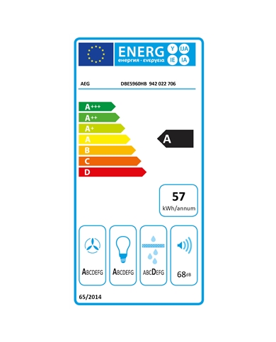 AEG CHAMINE DE PAREDE 90CM 720m3/h H2H A - DBE5960HB AEG CHAMINE DE PAREDE 90CM 720m3/h H2H A - DBE5960HB