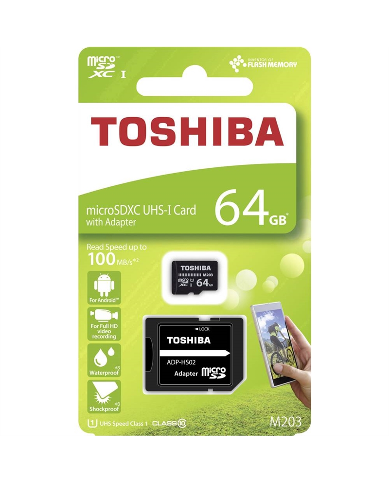 TOSHIBA CARTAO MEMORIA MICRO SDXC 64GB C/ADAPTADOR CLASSE 10 - THNM203K0640EA