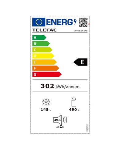 TELEFAC FRIGORIFICO 2PTS NF 415LT 1780X710X690 DA INOX E #1 - DPF585NFXDE TELEFAC FRIGORIFICO 2PTS NF 415LT 1780X710X690 DA INOX E #1 - DPF585NFXDE