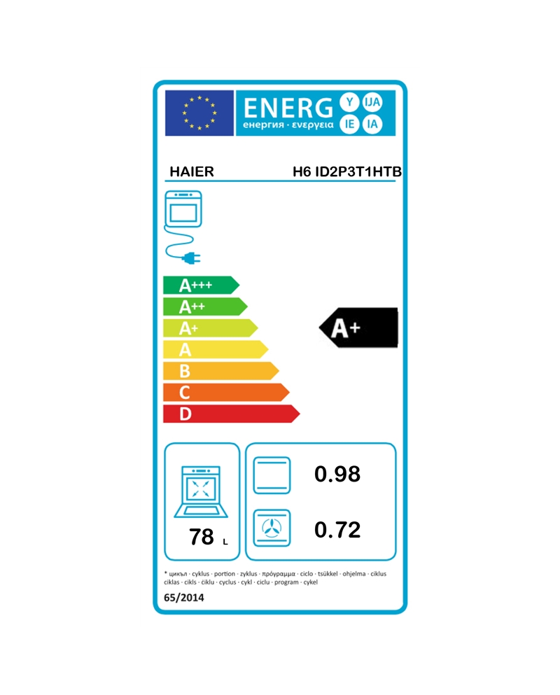 HAIER FORNO 9FUNÇOES 78LT HIDROLITICO PRETO A+ - H6ID2P3T1HTB