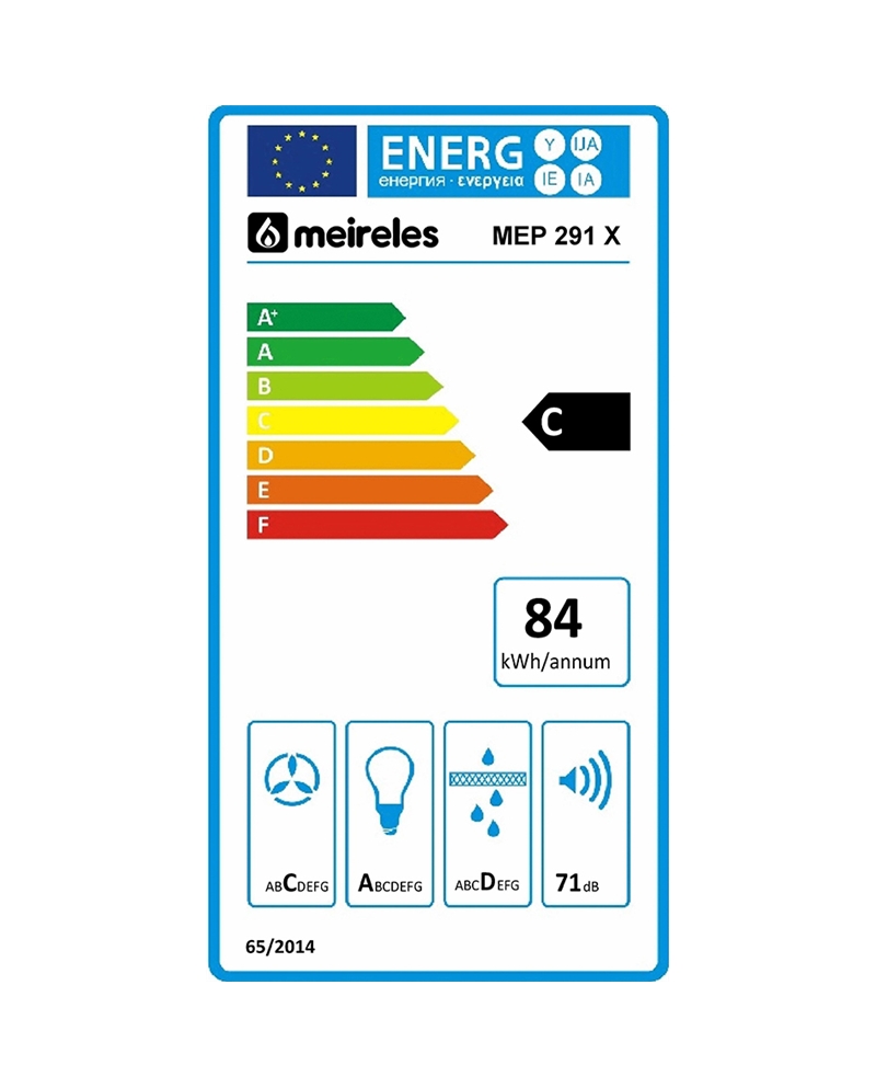 MEIRELES CHAMINE 90CM 1 MOTOR MAX 580M3/H INOX C - MEP291X