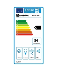 MEIRELES CHAMINE 90CM 1 MOTOR MAX 580M3/H INOX C - MEP291X