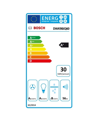 BOSCH CHAMINE PAREDE INCLINADA 90CM MAX 836M3/H PRETO/IX A+ - DWK98JQ60 BOSCH CHAMINE PAREDE INCLINADA 90CM MAX 836M3/H PRETO/IX A+ - DWK98JQ60