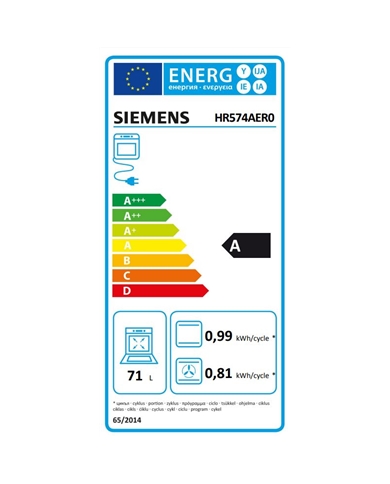 SIEMENS FORNO 71LTS 10PROG PIROLITICO E VAPOR INOX A - HR574AER0 SIEMENS FORNO 71LTS 10PROG PIROLITICO E VAPOR INOX A - HR574AER0