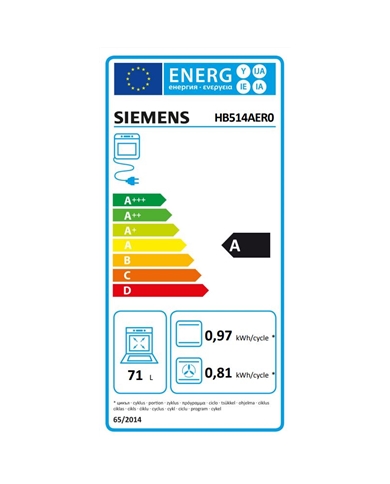SIEMENS FORNO MULTIF 71LT INOX A - HB514AER0 SIEMENS FORNO MULTIF 71LT INOX A - HB514AER0