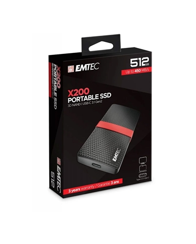 EMTEC DISCO EXTERNO SSD 512GB X200 USB 3.1 - ECSSD512GX200