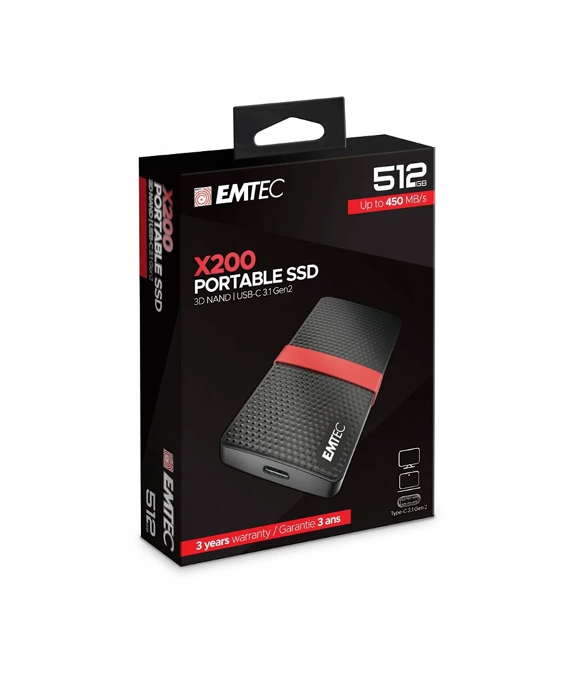 EMTEC DISCO EXTERNO SSD 512GB X200 USB 3.1 - ECSSD512GX200 EMTEC DISCO EXTERNO SSD 512GB X200 USB 3.1 - ECSSD512GX200