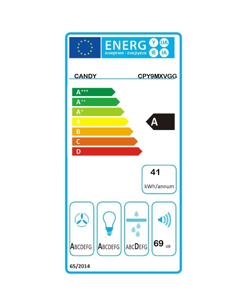 CANDY CHAMINE 90CMS 3 VELOC 850M3H INOX A - CPY9MXVGG