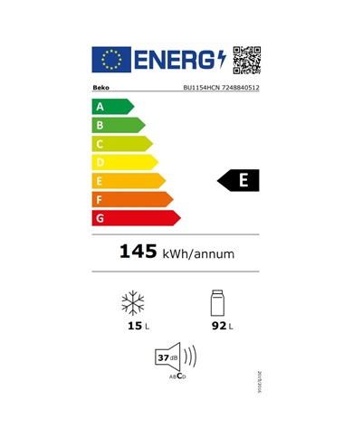BEKO FRIGORIFICO INTEGRAR 1PT 0,82X0,595X0,545MT 125LT E #1 - BU1154HCN BEKO FRIGORIFICO INTEGRAR 1PT 0,82X0,595X0,545MT 125LT E #1 - BU1154HCN