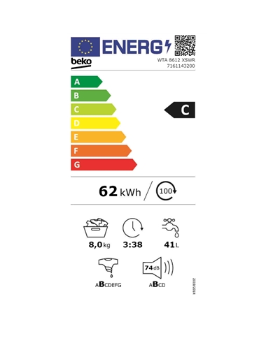 BEKO MAQUINA ROUPA 8KG 1200RT 15PROG C #1 - WTA8612XSWR BEKO MAQUINA ROUPA 8KG 1200RT 15PROG C #1 - WTA8612XSWR