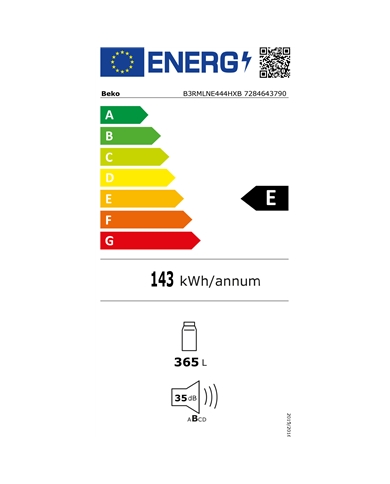 BEKO FRIGORIFICO 1PT 1,865X0,597X0,790MT NF 447LT INOX E - B3RMLNE444HXB BEKO FRIGORIFICO 1PT 1,865X0,597X0,790MT NF 447LT INOX E - B3RMLNE444HXB