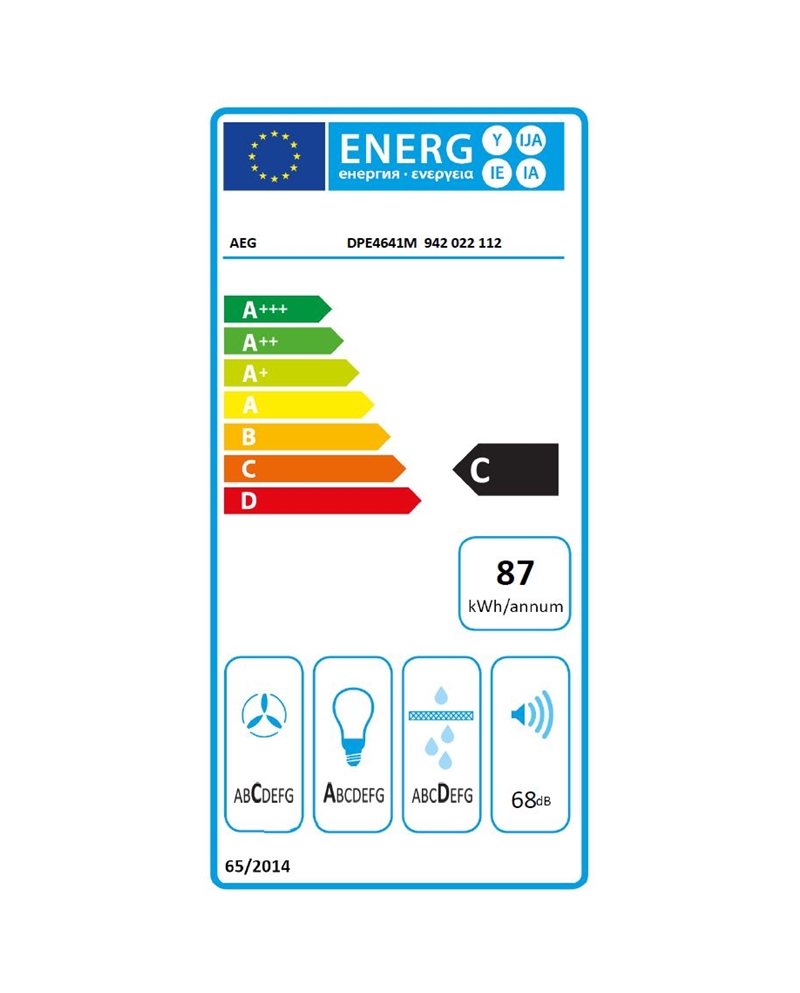 AEG EXAUSTOR 60CM 3VELOC EXTRAÇAO MAX 600M3/H INOX C - DPE4641M