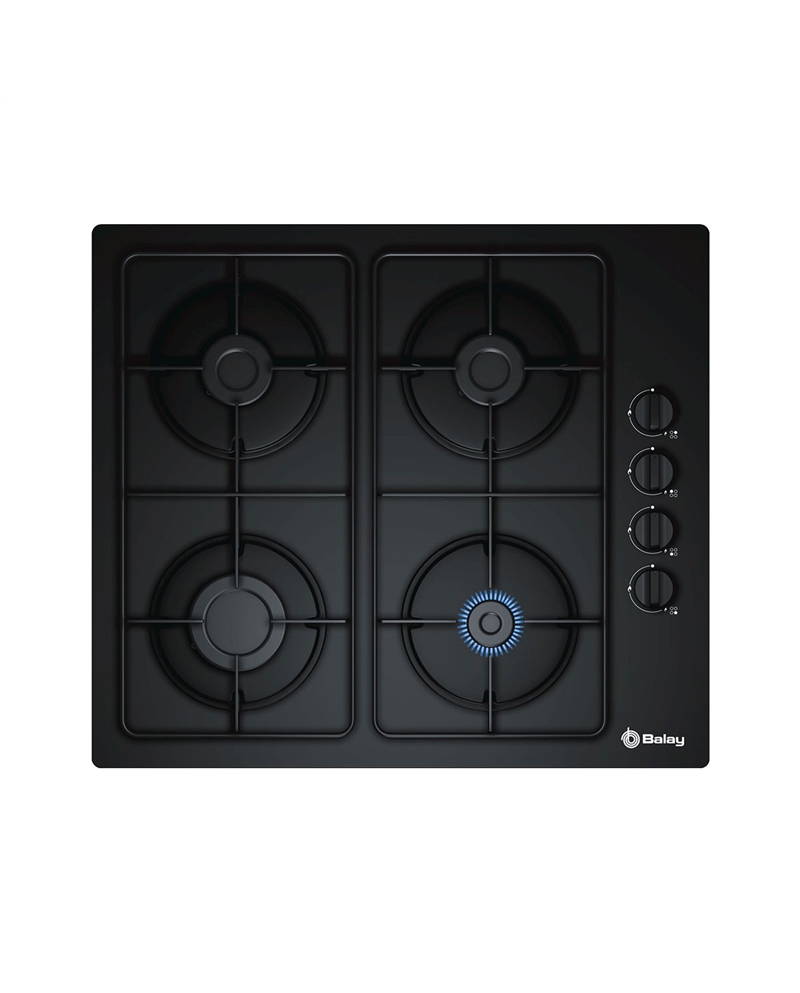 BALAY PLACA CRISTALGAS 4 QUEIMADORES 60CM COMNADOS LATERAIS - 3ETG464MB