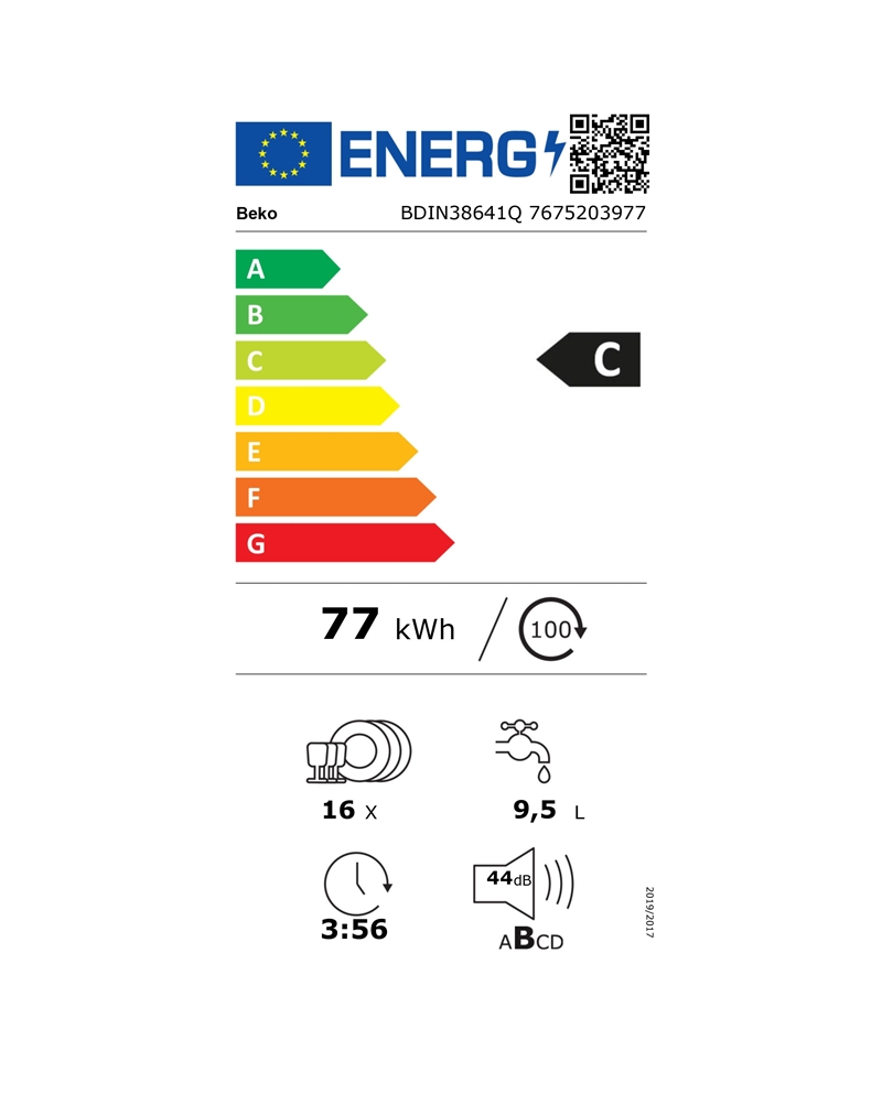 BEKO MAQUINA LOUÇA INTEG 8PROG 16TALHERES C - BDIN38641Q