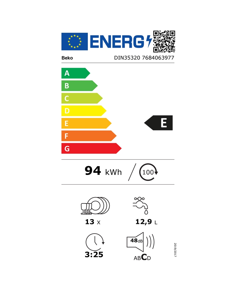 BEKO MAQUINA LOUÇA INTEG TOTAL 5PROG 13TALHERES E - DIN35320 BEKO MAQUINA LOUÇA INTEG TOTAL 5PROG 13TALHERES E - DIN35320