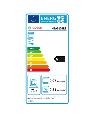 BOSCH FORNO MULTIF 71LT INOX A - HBA510BR3 BOSCH FORNO MULTIF 71LT INOX A - HBA510BR3
