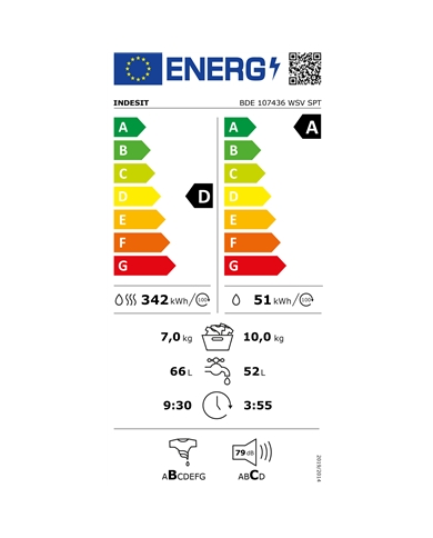 INDESIT MAQUINA LAVAR 10KG E SECAR 7KG 1400RT A/D - BDE107436WSV INDESIT MAQUINA LAVAR 10KG E SECAR 7KG 1400RT A/D - BDE107436WSV