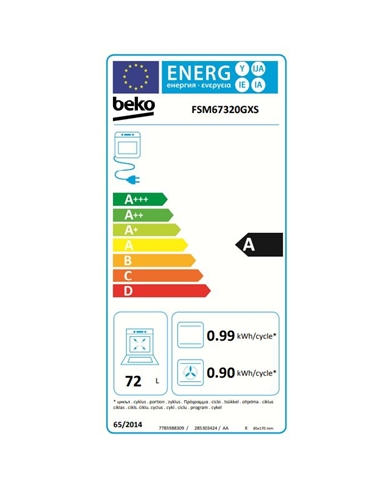 BEKO FOGAO 4 ZONAS VITRO FORNO 72LT MULTIF 60X60CMS INOX A - FSM67320GXS BEKO FOGAO 4 ZONAS VITRO FORNO 72LT MULTIF 60X60CMS INOX A - FSM67320GXS