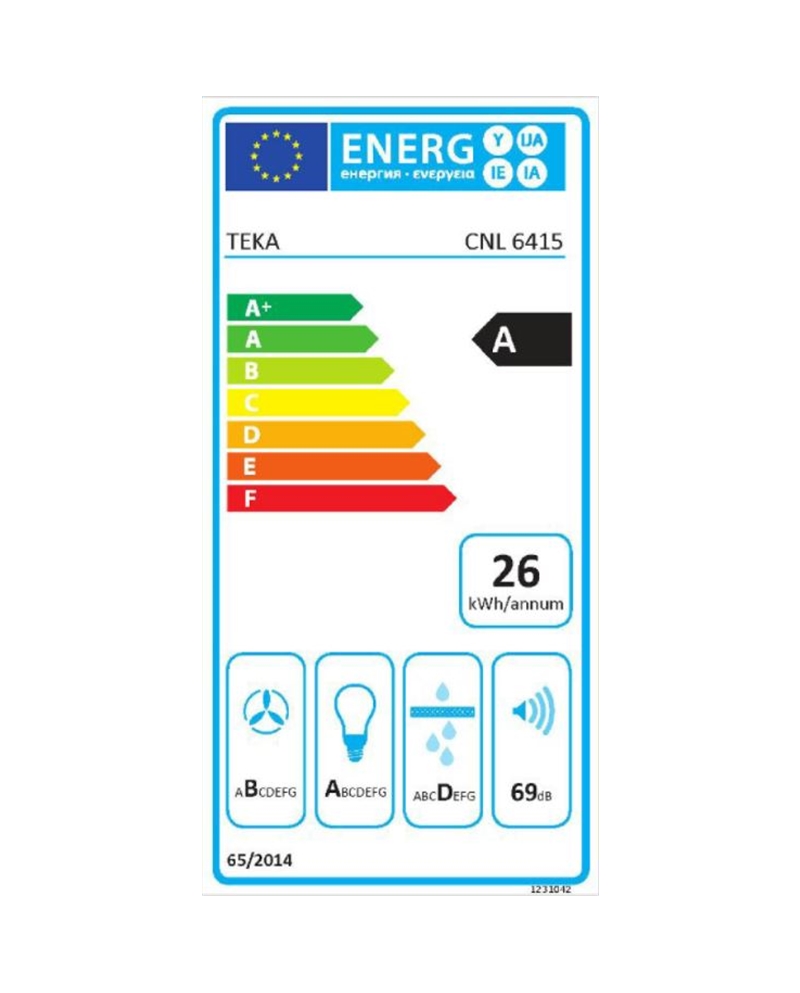 TEKA EXAUSTOR 60CM GAVETA 2VELOC+INTENS MAX 385M3/H INOX A - CNL6415IX
