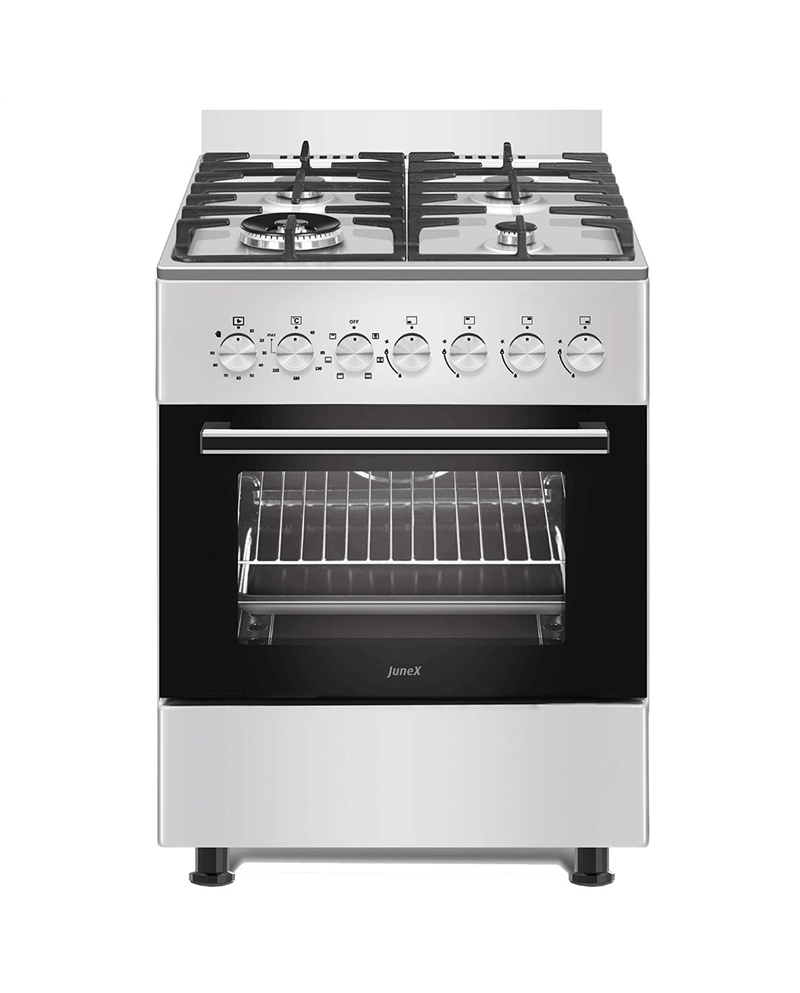 JUNEX FOGAO 60X60CM 4GAS 1WOK BUT FORNO ELETRICO ESTU IX A
