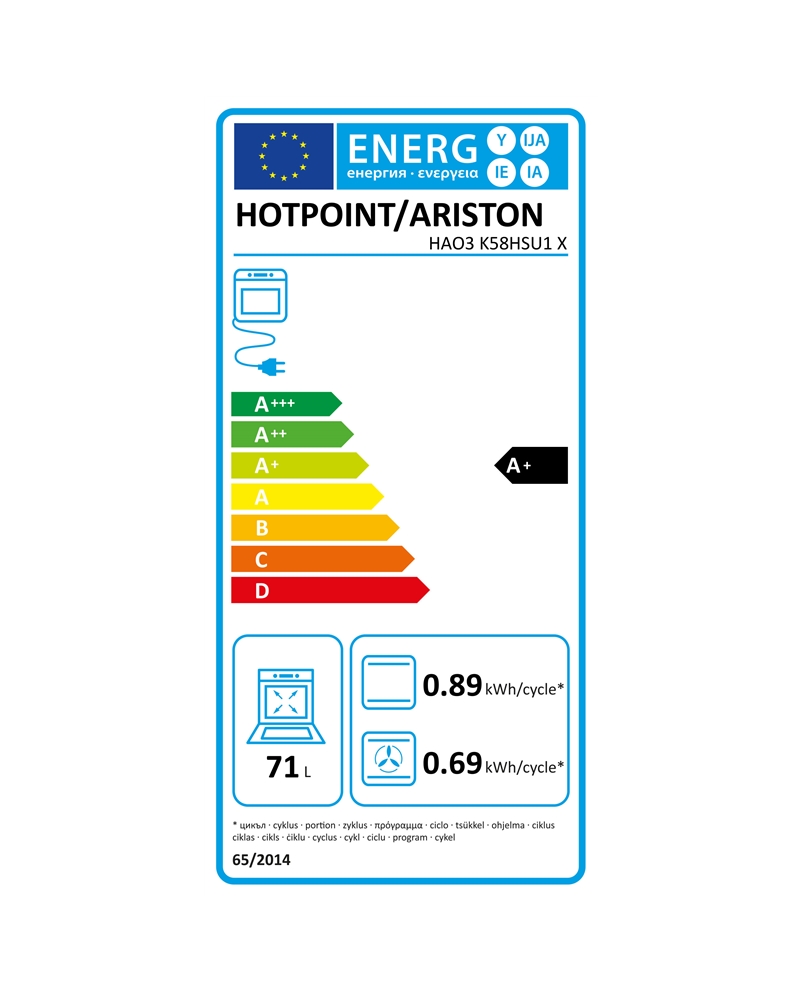 HOTPOINT FORNO MULTIF HIDROLITICO 71LT INOX A+ #2 - HAO3K58HSU1X HOTPOINT FORNO MULTIF HIDROLITICO 71LT INOX A+ #2 - HAO3K58HSU1X