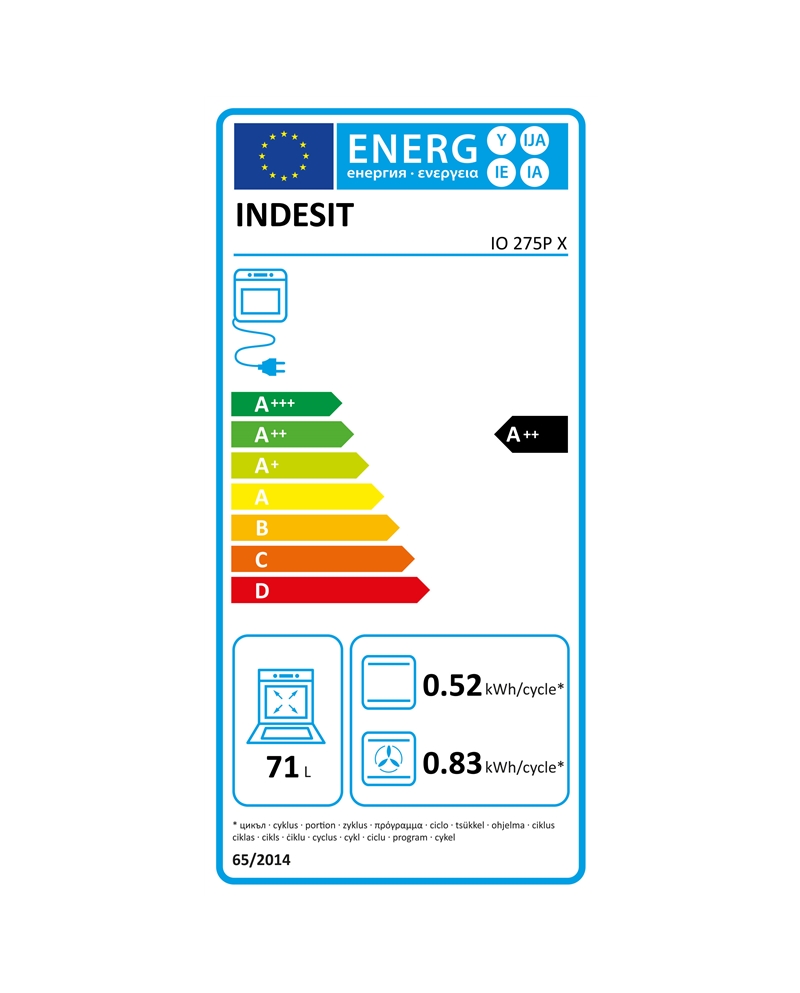 INDESIT FORNO MULTIF. PIROLITIDO HIDROLITICO 71LT INOX A++ #2 - IO275PX INDESIT FORNO MULTIF. PIROLITIDO HIDROLITICO 71LT INOX A++ #2 - IO275PX