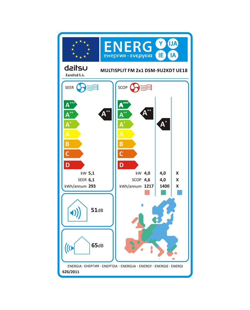 DAITSU AR CONDICIONADO MULTISPLIT 2X1 9.000BTU FREE MAX - DSM9U2KDT